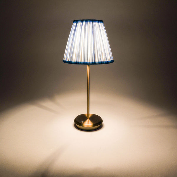 Blue Velvet Tides with Gold Lamp Base